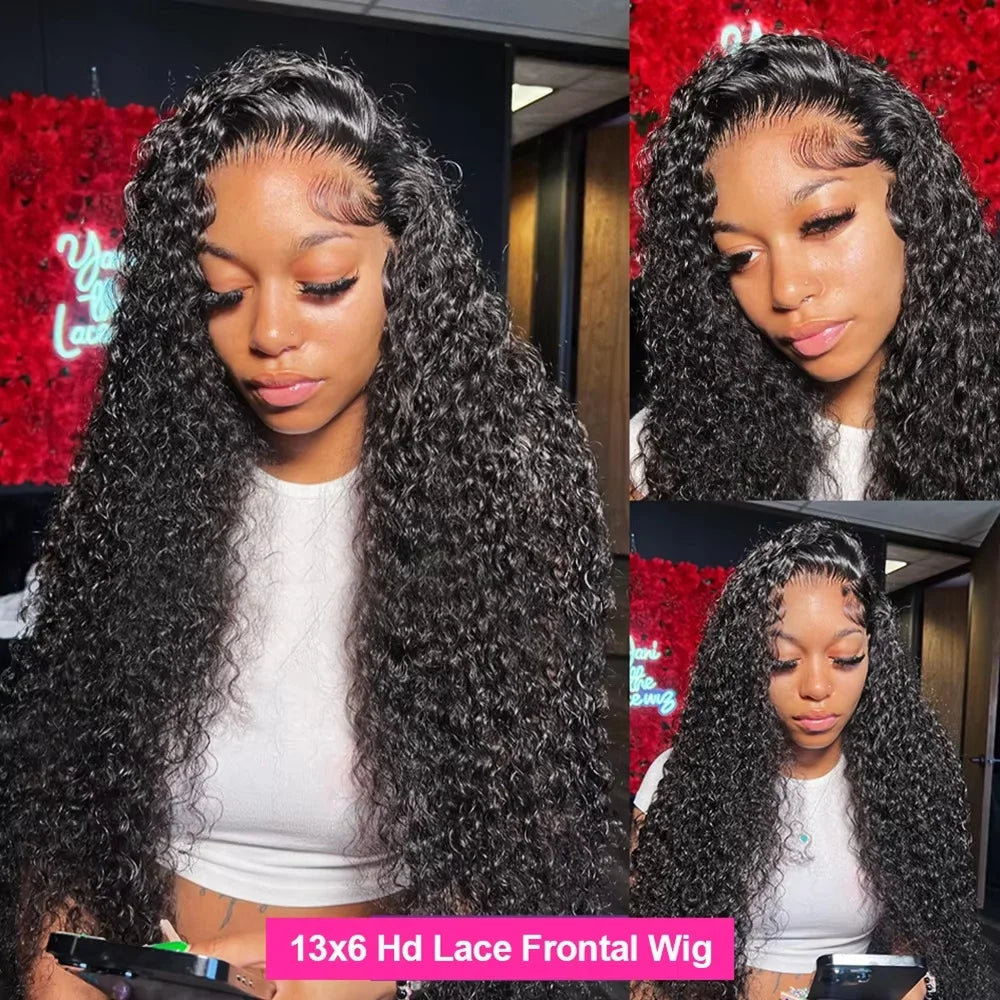 Brazilian Deep Wave Wig 13x6 HD Lace Glue less Human Hair