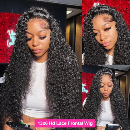 Brazilian Deep Wave Wig 13x6 HD Lace Glue less Human Hair