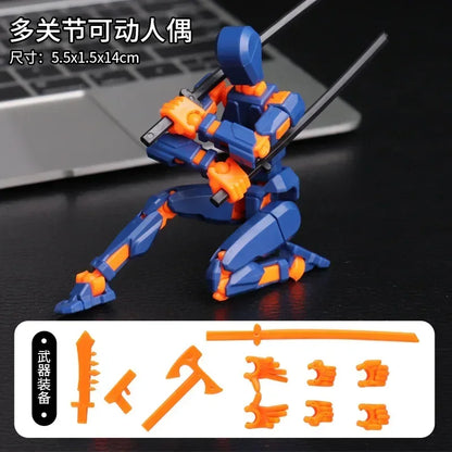 T13 Multi-Joint Robot Action Figure with Dog – 14cm Poseable Model