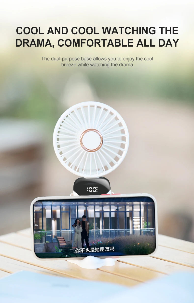 USB Handheld Mini Fan Rechargeable Foldable Neck Fan