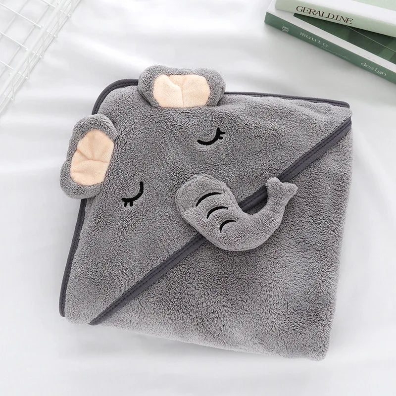 Baby Hooded Bath Towel Coral Fleece Toddler Bathrobe