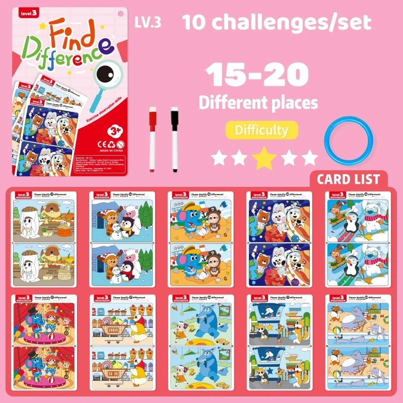 Find the Difference Game Concentration Training Puzzle Set