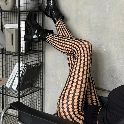 Fishnet Tights Women's Black Hollow Lace Pattern Pantyhose