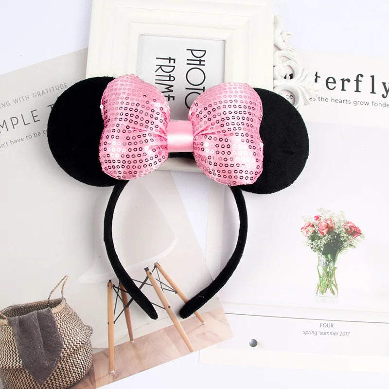 Mouse Ears Headband with Sequin Bow for Parties & Cosplay