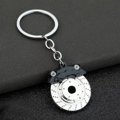 Stainless Steel Car Keychain – Brake Disc Turbo Gear Keyring for Men