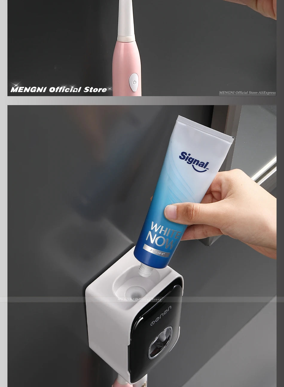 Wall-Mounted Toothpaste Dispenser – Punch-Free Toothbrush Holder