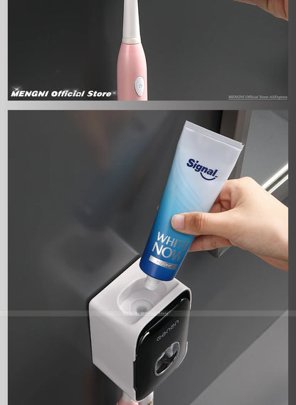 Wall-Mounted Toothpaste Dispenser – Punch-Free Toothbrush Holder