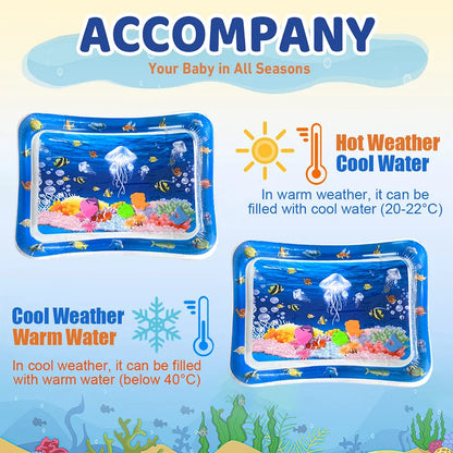 Baby Water Play Mat Inflatable Tummy Time Activity Mat