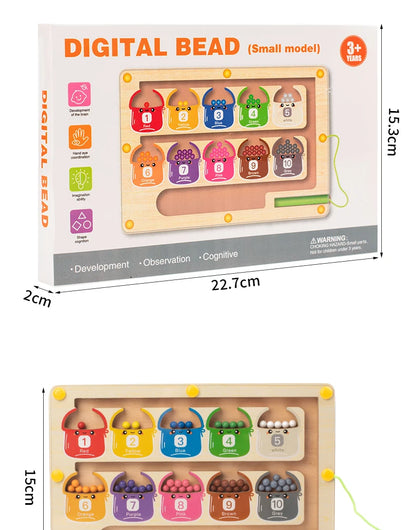 Wooden Magnetic Color Number Maze with Drawing Board