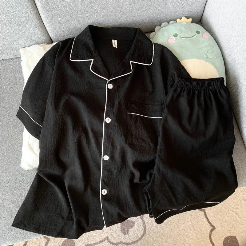 Men's Slim Fit Pajama Set Short Sleeve Summer Loungewear