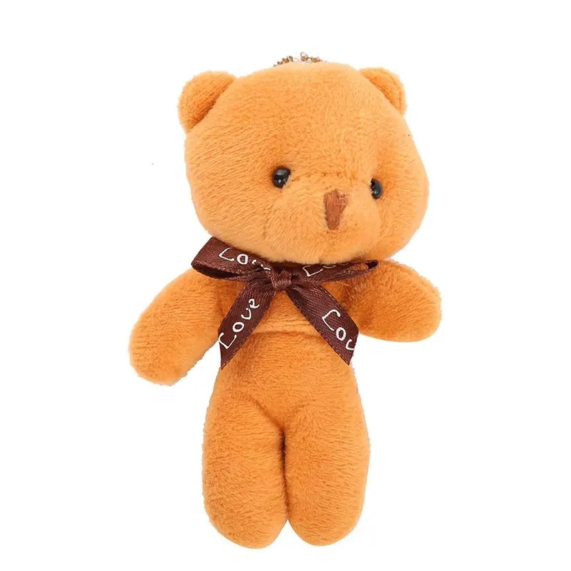 12cm Mini Teddy Bear Plush Keychain Bow Tie Pendant 10-Pack