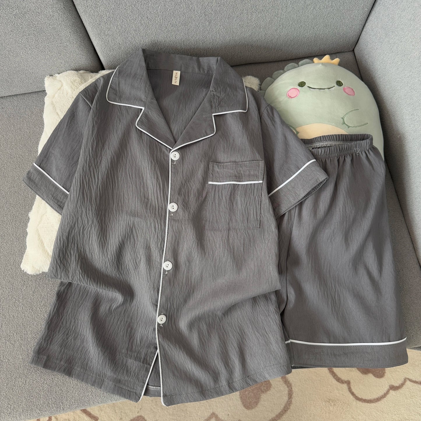 Men's Slim Fit Pajama Set Short Sleeve Summer Loungewear