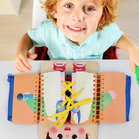 Wooden Multi-layer Busy Board For Children Montessori Early Education Games Toddlers Quiet Books Sensory Practice Dressing Gift