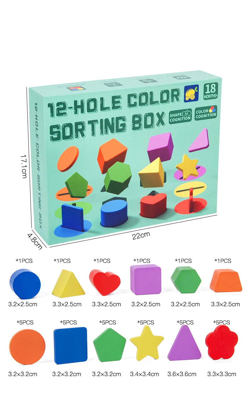 Wooden Color Sorting Toy – Shape Learning Game
