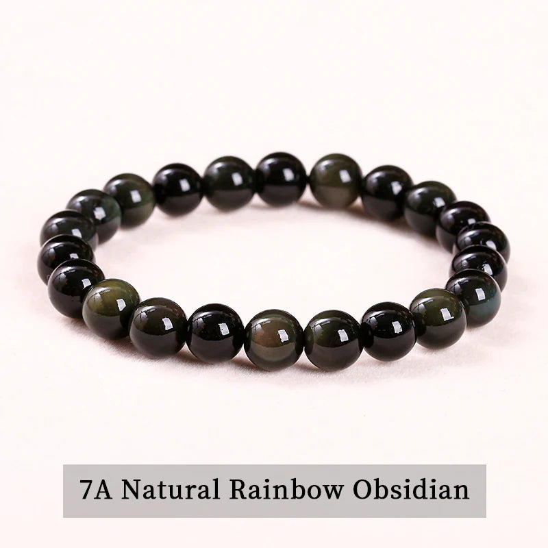 Natural Stone Bead Bracelet – Crystal Gemstone Stretch Bracelet