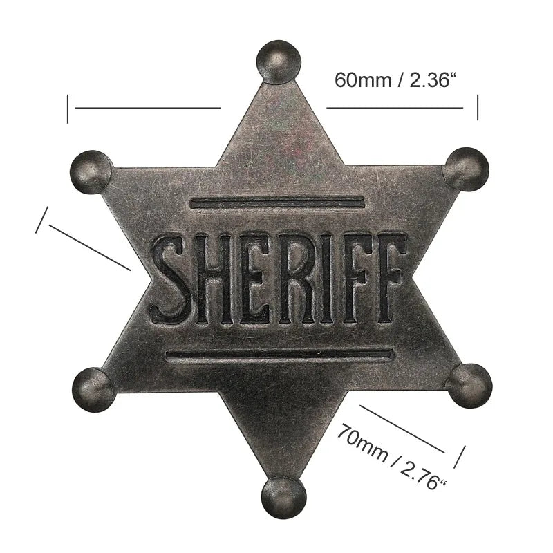 Sheriff Badge Brooch Metal Deputy Star Costume Pin
