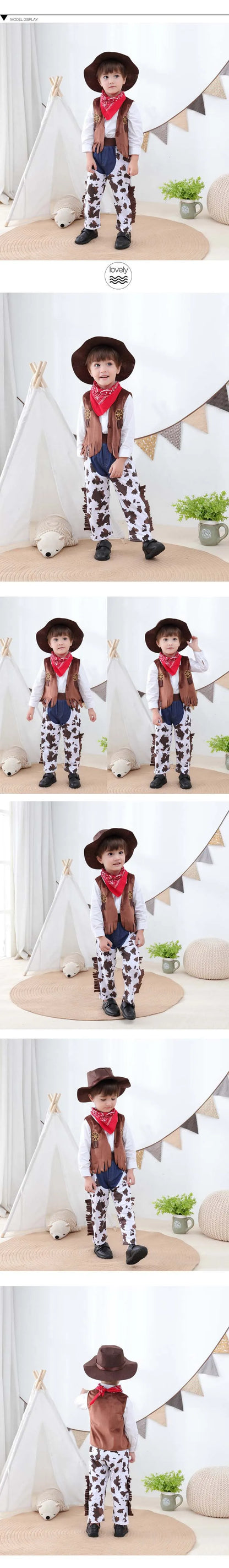Boys Cowboy Costume 5 Piece Western Dress Up Set