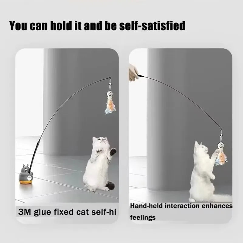 Cat Teaser Wand with Bell & Feather – Interactive Toy