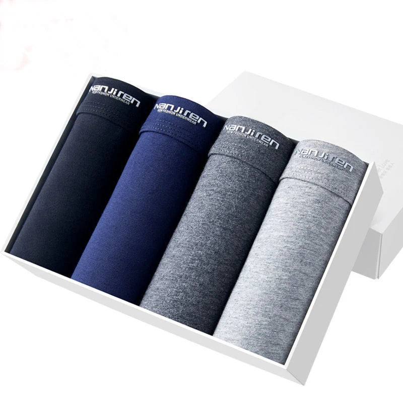 Men's Cotton Boxer Shorts 4PCS Breathable Printed Underwear