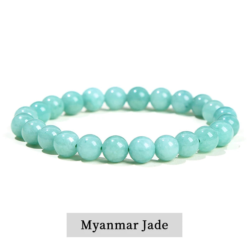 Natural Stone Bead Bracelet – Crystal Gemstone Stretch Bracelet
