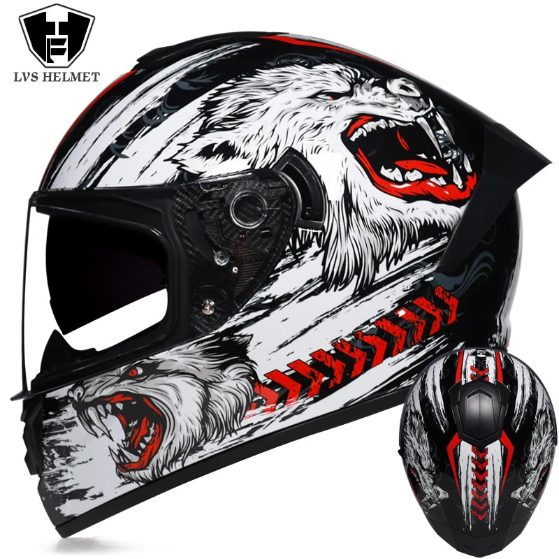 Full Face Motorcycle Helmet DOT Dual Visor Racing Helmet