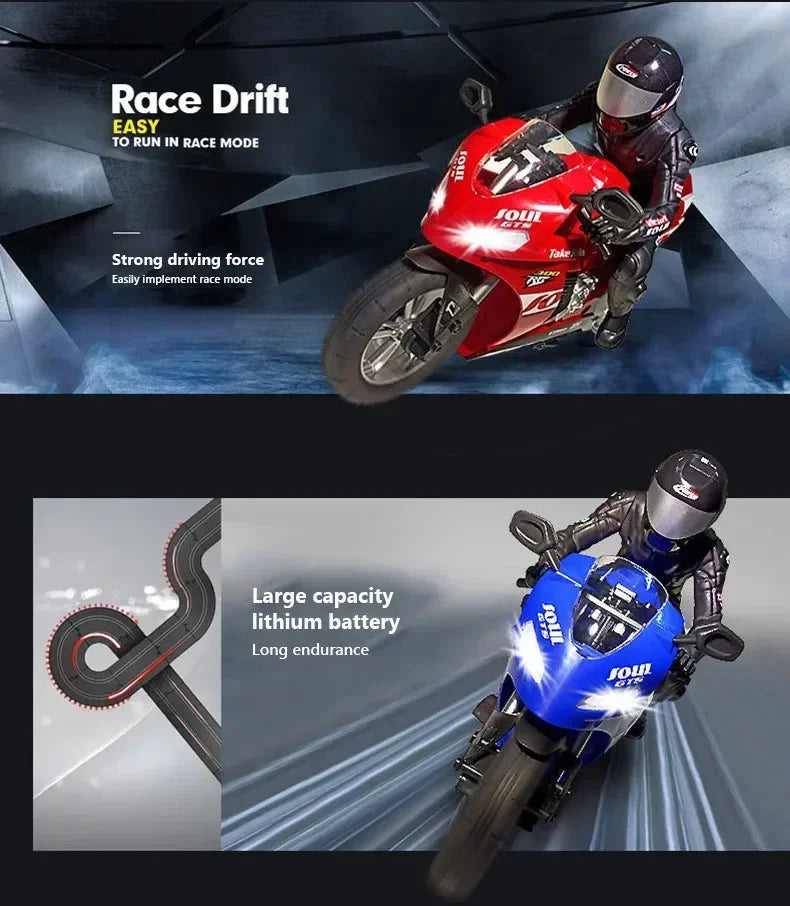 RC Motorcycle Toy 1/10 Self Balancing Drift Stunt Racing Car