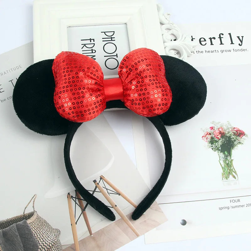 Mouse Ears Headband with Sequin Bow for Parties & Cosplay