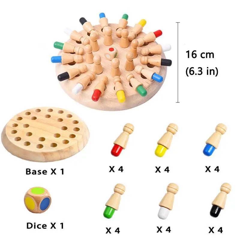 Wooden Memory Match Game Montessori Color Learning Toy