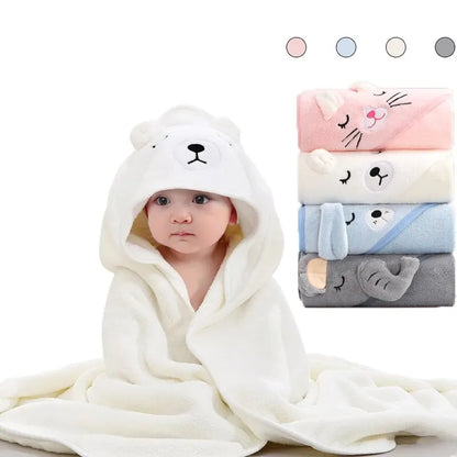 Baby Hooded Bath Towel Coral Fleece Toddler Bathrobe
