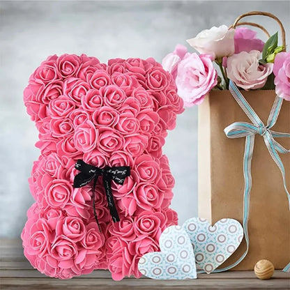 Rose Bear Gift 25cm Artificial Teddy Rose Bear with Box