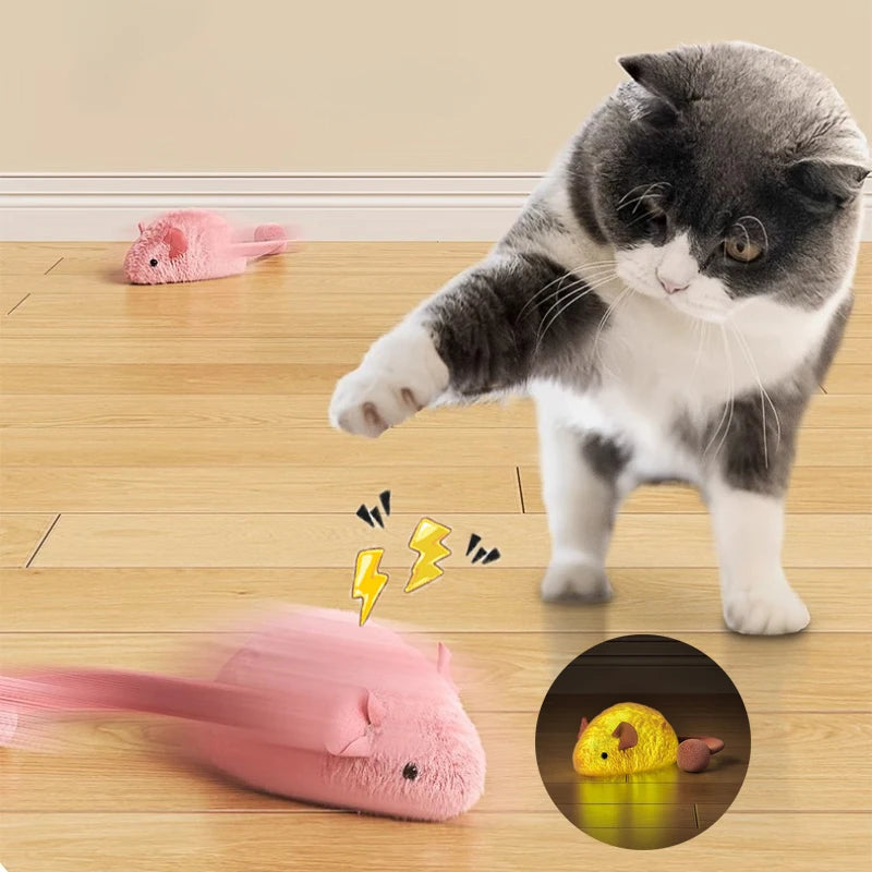 Plush Mouse Cat Toy Interactive Faux Fur Play Toy