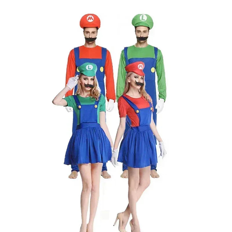 Super Luigi Costume Adult Cosplay Jumpsuit Dress Set