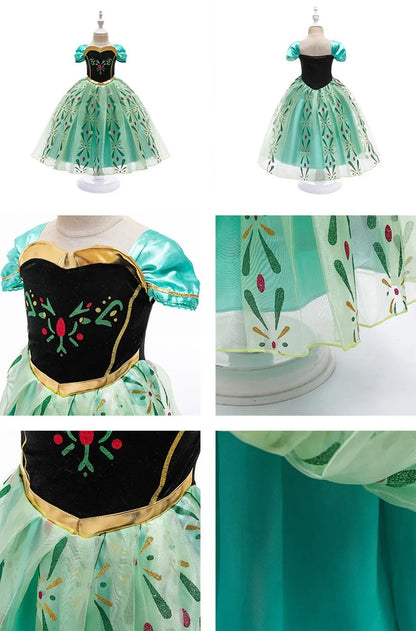 Girls Princess Dress Elsa Anna Kids Cosplay Costume