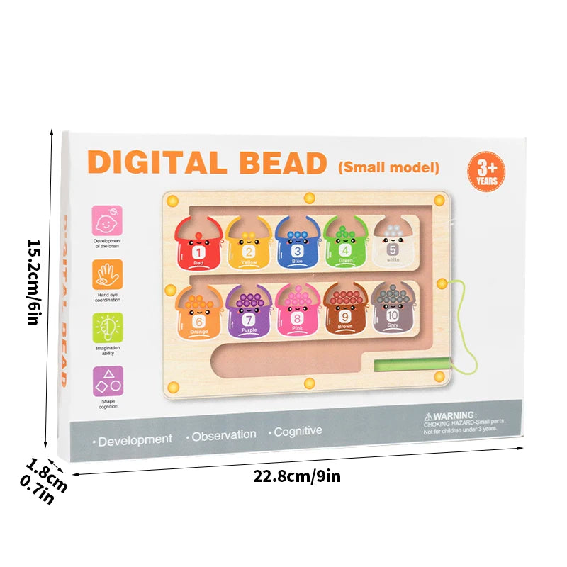 Wooden Magnetic Color Number Maze with Drawing Board