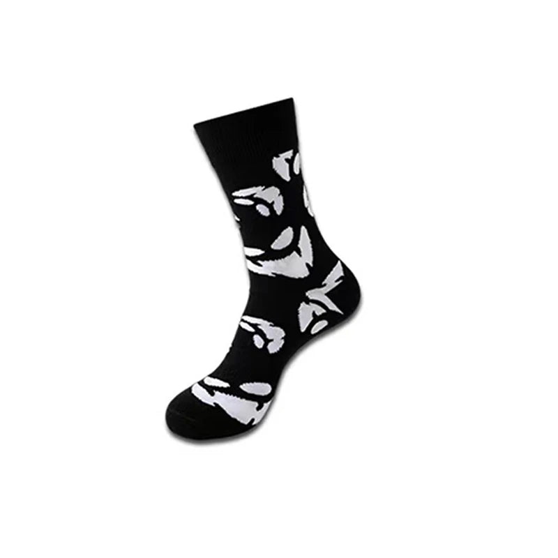1/8 Pairs Unisex Halloween Printed Mid Tube Socks Fashionable Skull Pumpkin Sweat Absorbing Breathable All Season Casual Socks