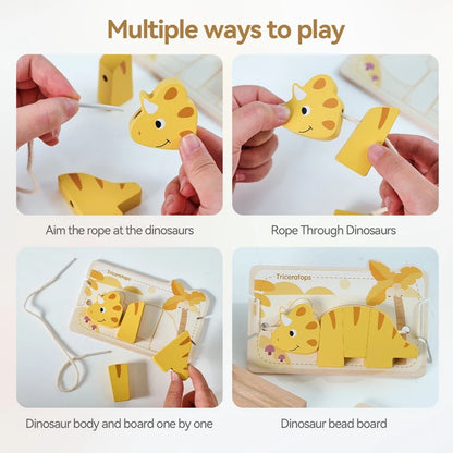 Wooden Animal Threading Toy for Toddlers