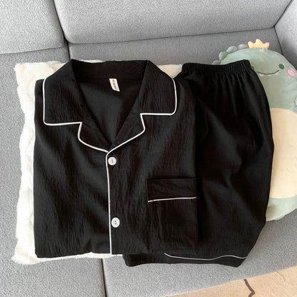 Men's Slim Fit Pajama Set Short Sleeve Summer Loungewear