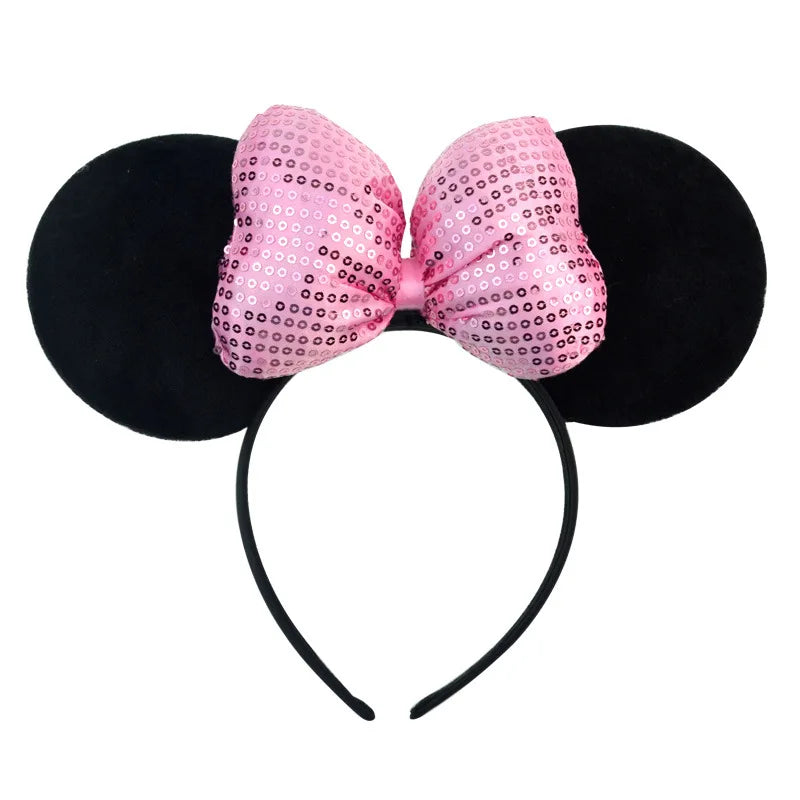 Mouse Ears Headband with Sequin Bow for Parties & Cosplay