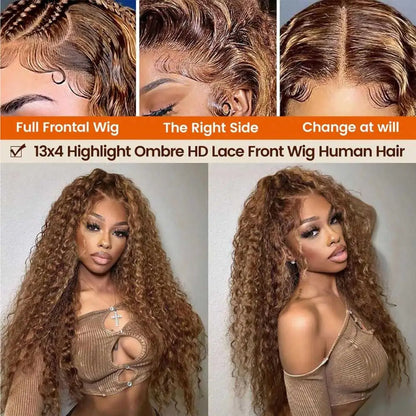 Highlight Deep Wave Wig 13x4 HD Lace Front Human Hair
