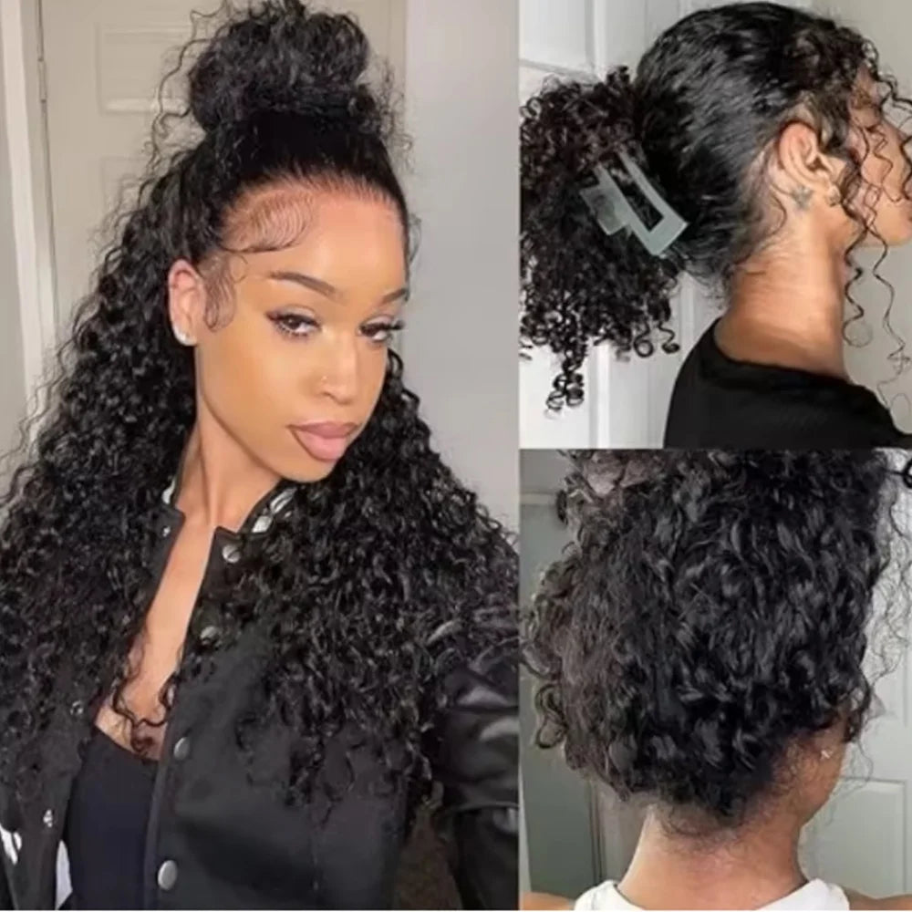 Brazilian Deep Wave Wig 13x6 HD Lace Glue less Human Hair
