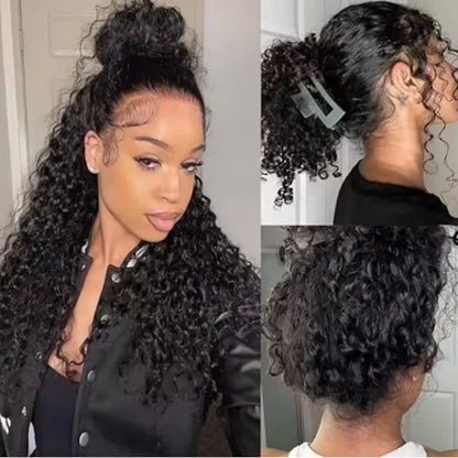 Brazilian Deep Wave Wig 13x6 HD Lace Glue less Human Hair