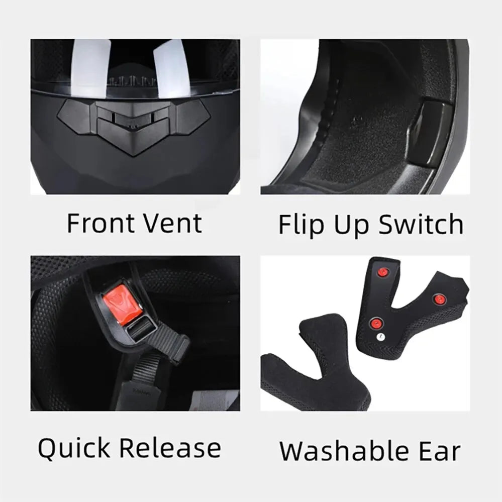 Flip Up Motorcycle Helmet DOT Dual Visor Modular Full Face