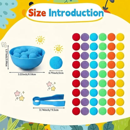 Kids Rainbow Sorting & Counting Toy Set – Color Classification Game with Tweezers
