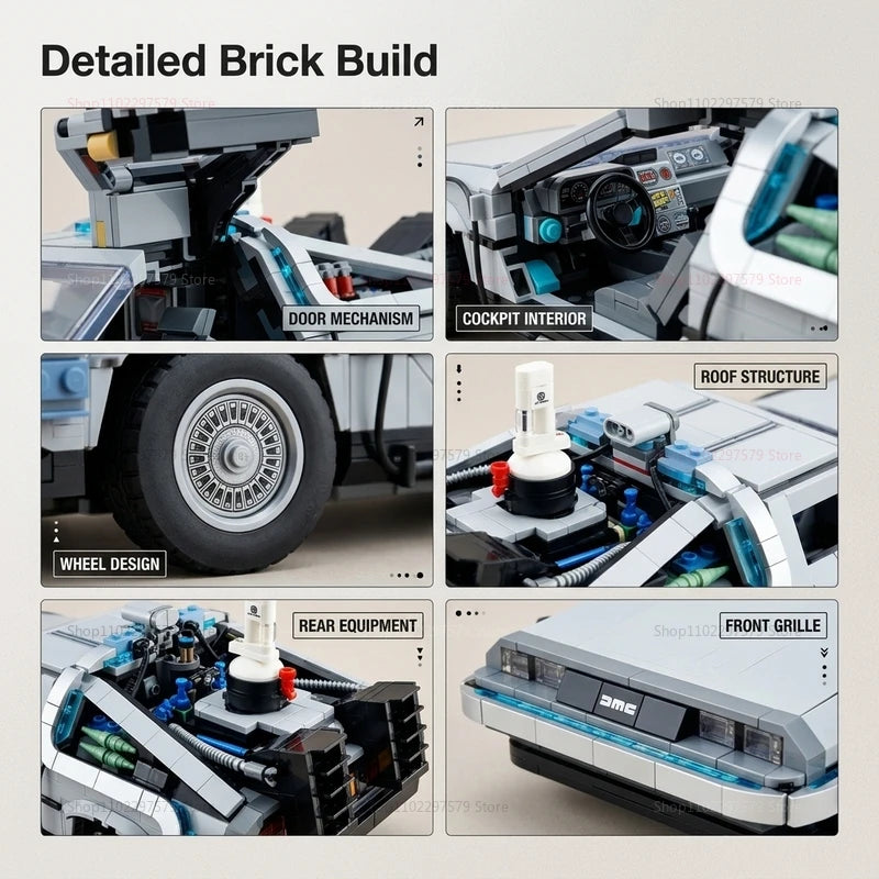1:8 DeLorean Time Machine Building Blocks – 1872PCS Sci-Fi Car Model