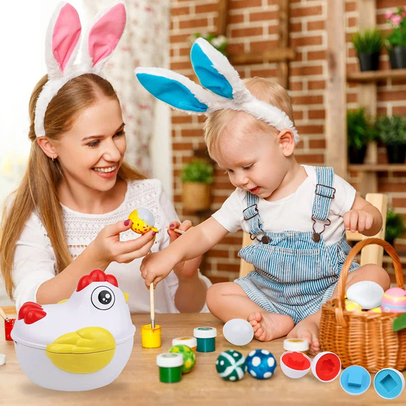 12-Piece Montessori Matching Eggs – Color & Shape Sorter