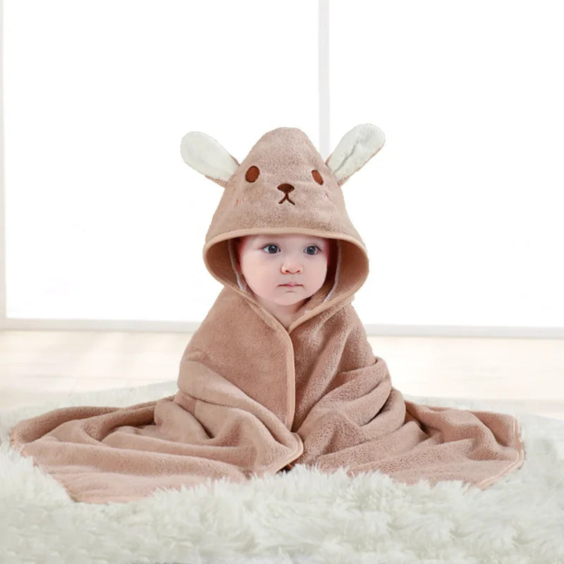 Baby Hooded Bath Towel Coral Fleece Toddler Bathrobe