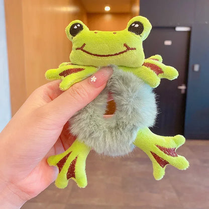 Frog Plush Hair Scrunchie Cute Elastic Ponytail Hair Band