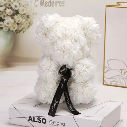 Rose Bear Gift 25cm Artificial Teddy Rose Bear with Box