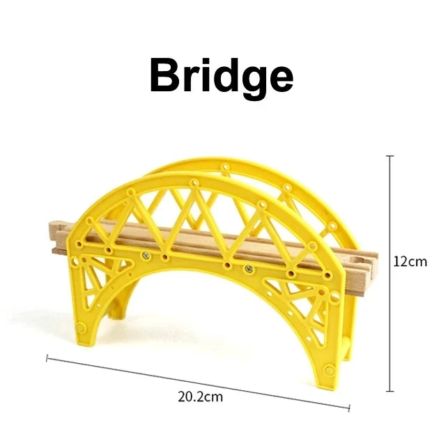 Wooden Train Track Accessories Beech Wood Railway Bridge Tunnel