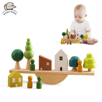 Montessori Sensory Toys Wooden Animal Stacking Balance Blocks